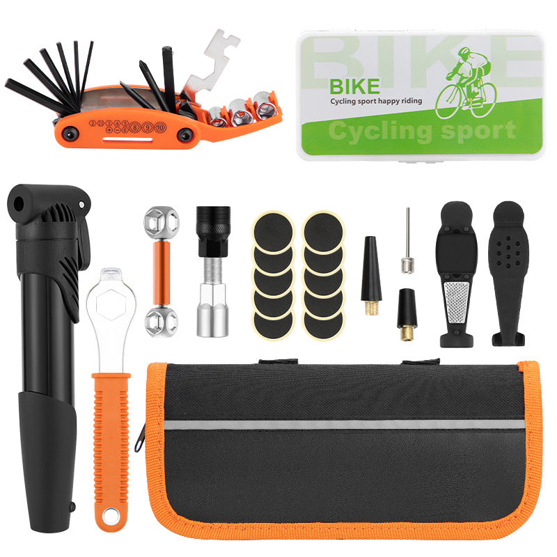 COASTA  Bicycle Repair Bag With Tire Pump, Portable Tool Kit for Camping Travel - Patches, Inflator, Maintenance Essentials All in One Safety Kit