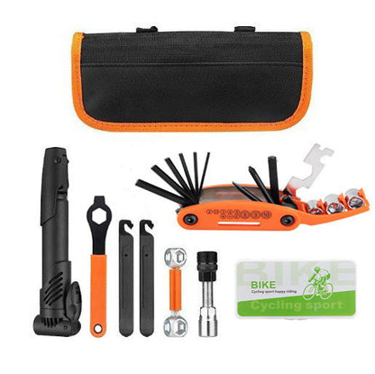 COASTA  Bicycle Repair Bag With Tire Pump, Portable Tool Kit for Camping Travel - Patches, Inflator, Maintenance Essentials All in One Safety Kit