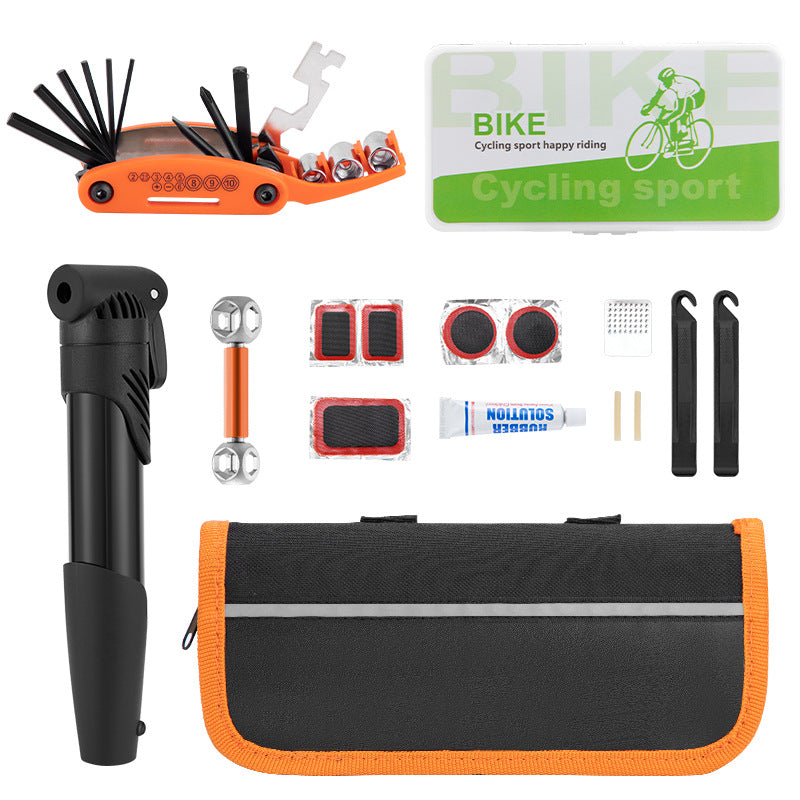 COASTA  Bicycle Repair Bag With Tire Pump, Portable Tool Kit for Camping Travel - Patches, Inflator, Maintenance Essentials All in One Safety Kit