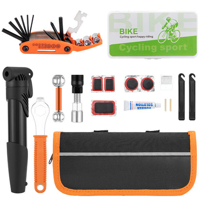 COASTA  Bicycle Repair Bag With Tire Pump, Portable Tool Kit for Camping Travel - Patches, Inflator, Maintenance Essentials All in One Safety Kit