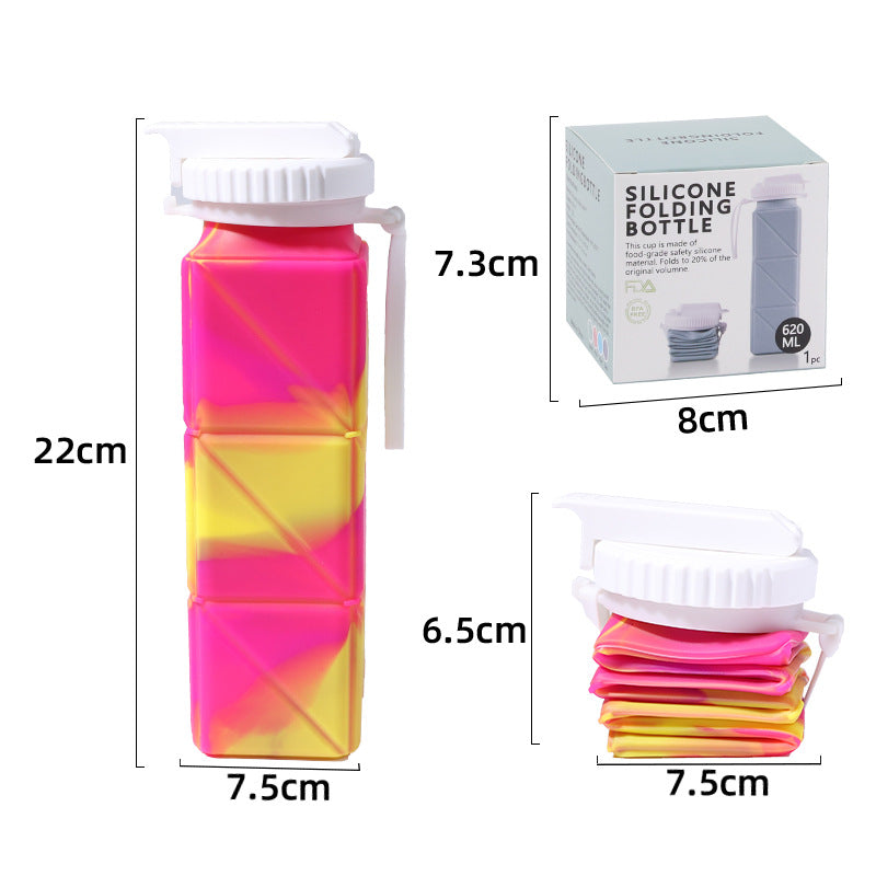 COASTA  Collapsible Water Bottles, Silicone Foldable Portable Water Bottle 610ml, Lightweight Reusable Leakproof for Travel Camping Hiking Cycling Yoga Sports Outdoor School Office Gym