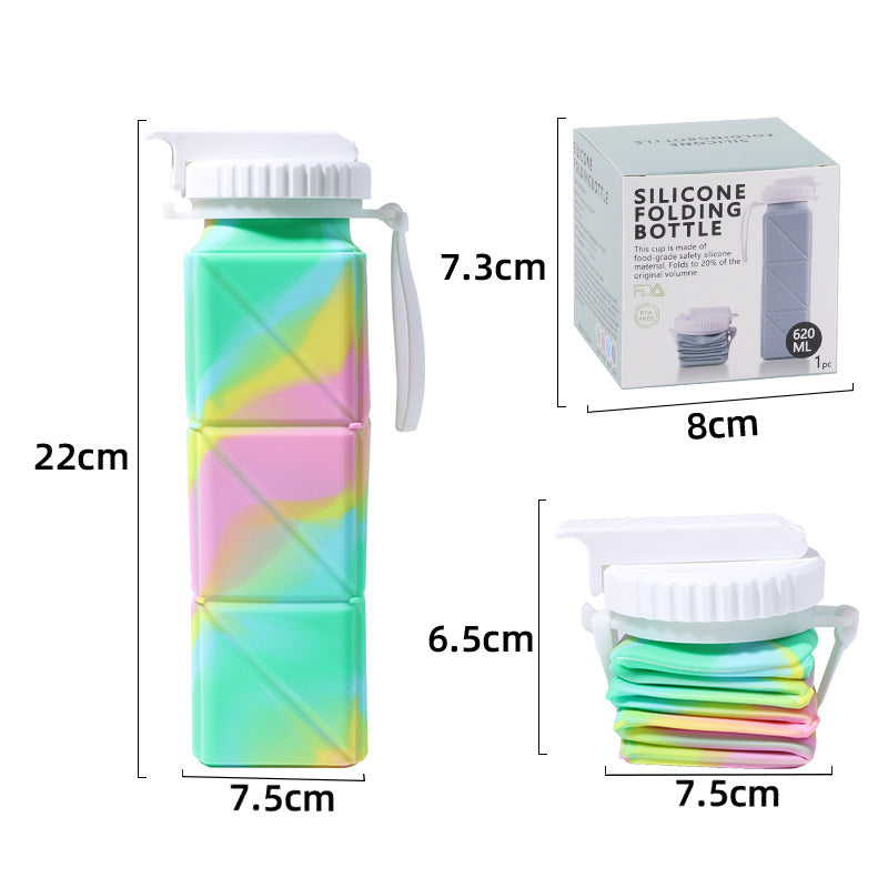 COASTA  Collapsible Water Bottles, Silicone Foldable Portable Water Bottle 610ml, Lightweight Reusable Leakproof for Travel Camping Hiking Cycling Yoga Sports Outdoor School Office Gym