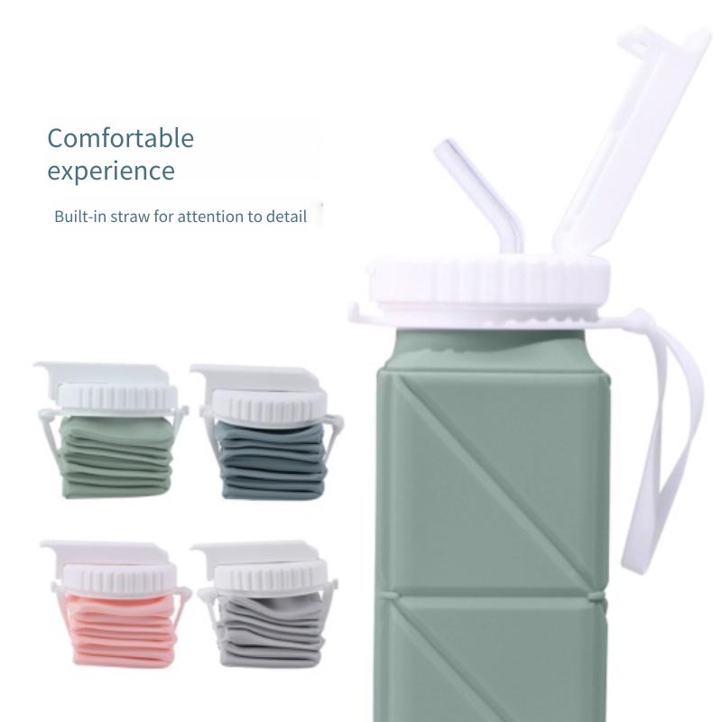 COASTA  Collapsible Water Bottles, Silicone Foldable Portable Water Bottle 610ml, Lightweight Reusable Leakproof for Travel Camping Hiking Cycling Yoga Sports Outdoor School Office Gym