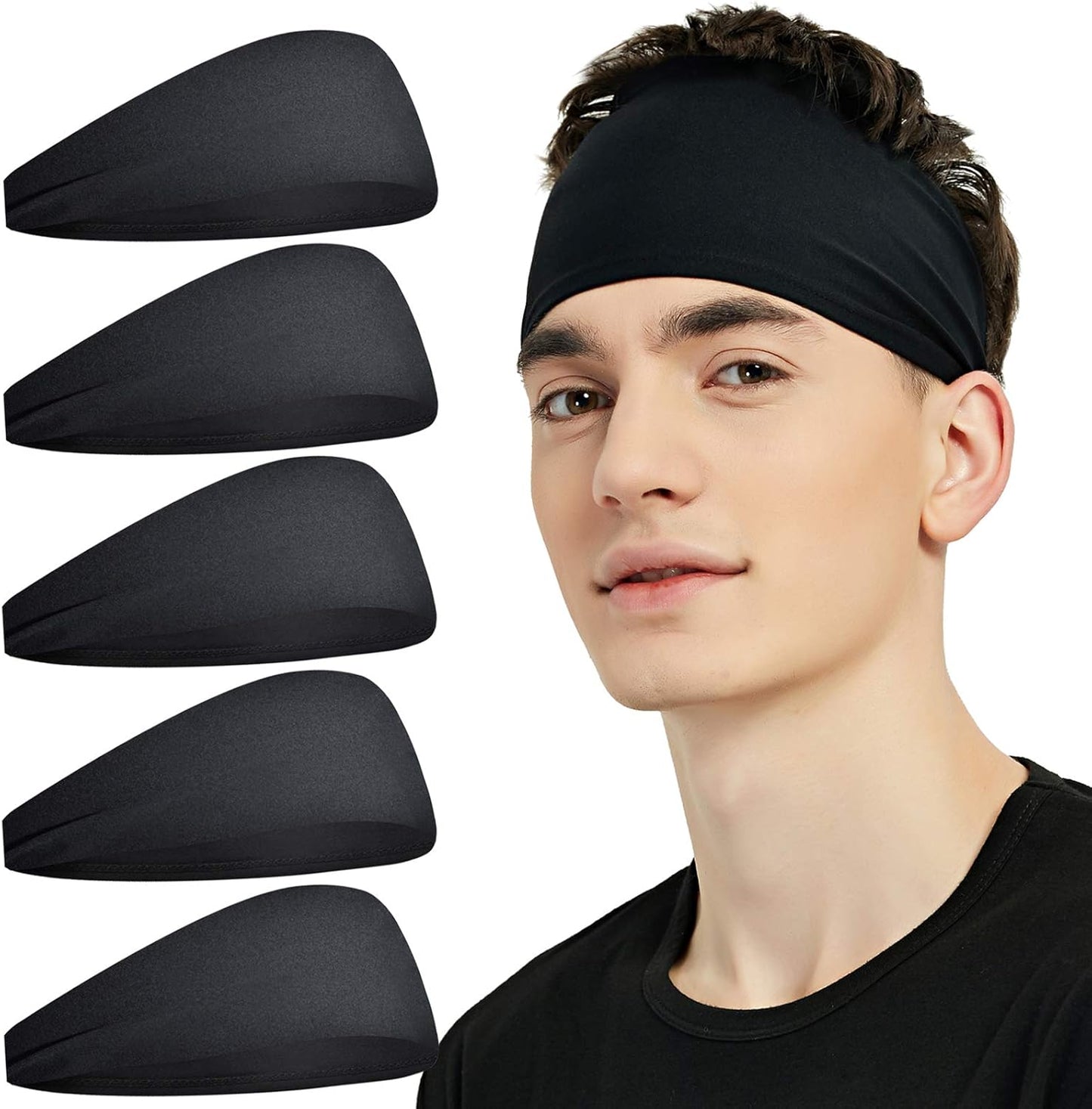 COASTA Sports Headbands for Men (5 Pack),Moisture Wicking Workout Headband, Sweatband Headbands for Running,Cycling,Football,Yoga,Hairband for Women and Men